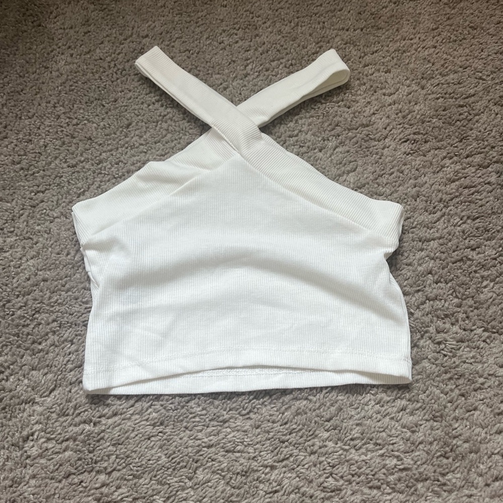 White Zara criss cross shirt